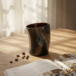 Verre à bière personnalisé en corne de buffle/bœuf polie, gravé sur le thème viking, cadeau d'entreprise écologique pour la revente FAIZA CRAFT FC-8618 - Product Image 1