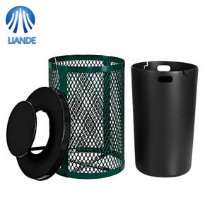 ถังขยะโลหะแบบขยายได้สำหรับกลางแจ้ง พร้อมฝาปิดกันฝน ขนาด 36 แกลลอน ถังรีไซเคิล ทนทาน กันน้ำ เหมาะสำหรับใช้ในโรงเรียนและสวนสาธารณะ - Product Image 3