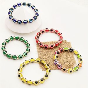 Turkish Blue Eyes Elastic <b>Beaded</b> <b>Bracelet</b> Gold Electroplated Unisex Jewelry Gift Yiwu Origin - Product Image 1
