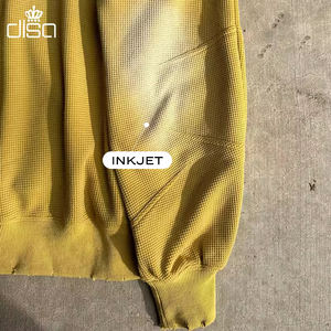 Felpa con Cappuccio Oversize Unisex Personalizzata con Stampa Effetto Sbiadito, Felpa Termica con Zip e Texture Waffle per <span class=keywords><strong>Uomo</strong></span>, Stile Vintage - Product Image 2