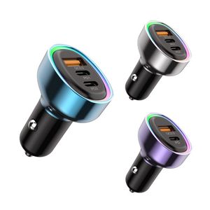 New Arrival Dual Type C Car Charger Quick Charge Led USB-C Charge RGB 60W Car Charger for Smart Phones - Product Image 2