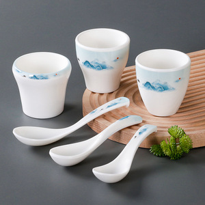 Xiangyuan melamine tableware commercial tableware four-piece set, imitation porcelain <b>small</b> bowls, restaurant, hot <b>pot</b> - Product Image 4