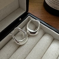 Boucles d'oreilles en argent sterling 925, bijoux raffinés, bijoux intemporels, boucles d'oreilles originales, forme en U, boucles d'oreilles créoles épaisses