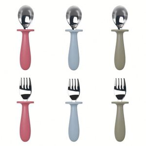 ส้อมอาหารเด็กซิลิโคน, ส้อมรับประทานอาหารสแตนเลส, ช้อนฝึกหัด - Product Image 2