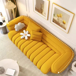 Nordic Style Modular Velvet Square Sofa Set High Quality Lazy Love Seat Small Family Handrail <b>Yellow</b> <b>Sponge</b> Filling Customizable - Product Image 5