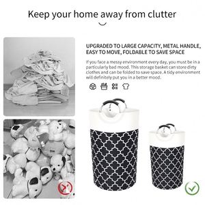 Household Clothes Storage Organizer Laundry Hamper Folding Laundry <b>Basket</b> with Aluminum Ring Handle - Product Image 5
