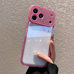 Coque de téléphone transparente effet cristal diamant pour iPhone 17 16 15 14 13 Pro Max, avec protection d'objectif mate et dos brillant néon, pour filles - Product Image 3