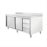 Armoire de table de cuisine en acier inoxydable à trois tiroirs de haute qualité pour stockage commercial de restaurant d'hôtel
