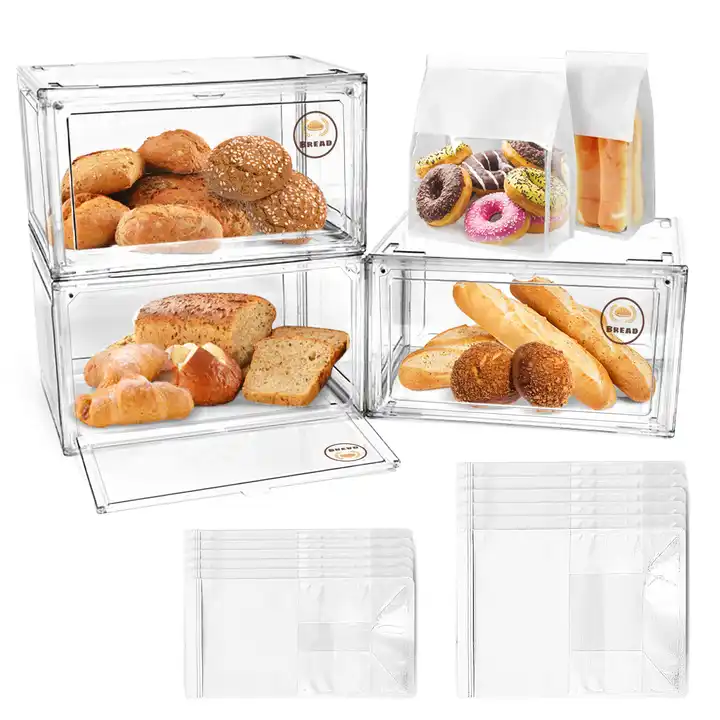 loaf bread storage container airtight clear bread container case for fridge