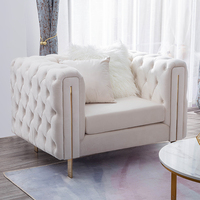 Ensemble de canapé chesterfield tufté en velours rose Ensemble de canapé d'hôtel Ensemble de canapé de salon