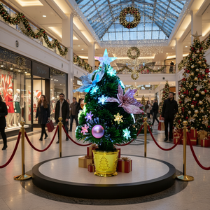 Árbol de Navidad Preiluminado con LED de Alta Calidad, 10 m, Adornos de Flor de Pascua, Copos de Nieve, Decoraciones para Centros Comerciales, Celebraciones Navideñas, 12 Piezas/Caja - Product Image 5
