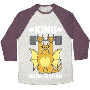 King Gain-Dorah - King Ghidorah Unisex Tri-Blend <b>Baseball</b> <b>Tee</b> - Product Image 1