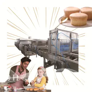 Yarı otomatik kek üretim hattı fincan dilim Pound meyve kek yapma makinesi