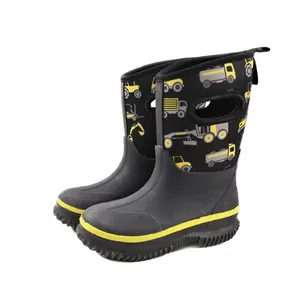 Direto da fábrica Unisex-Meninos Meninas Impermeável Borracha Neoprene Mud Inverno Chuva Bota para Crianças