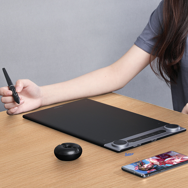 HUION Q630M Wireless Connection Dial 2 Controller Portable Interactive Graphic Drawing Tablet