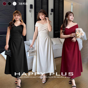 ชุดราตรีแบบเปิดไหล่ทรงเอ็มไพร์เอวสูง ดีไซน์ไม่สมมาตร สีพื้น ใส่สบาย ไซส์พลัส เหมาะสำหรับออกเดทและงานปาร์ตี้ - Product Image 4