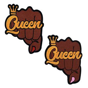Parches de feminismo de corona de puño de Reina negra con apliques bordados de hierro - Product Image 1
