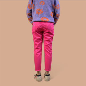Premium Quality Fashion Casual OEM Custom Logo Supplier Women <b>Rivet</b> Mid Waist Regular Fit Breathable Solid Street Style Piping - Product Image 4