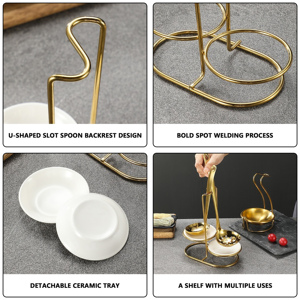यतियान थोक विवाह पार्टी रसोई के सोने का चम्मच स्टैंड बर्तन के साथ गर्म बर्तन सूप चम्मच लैडल और कोंडर - Product Image 2