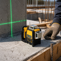 Niveau laser industriel DW089LG à faisceau vert 360° vertical, 12 lignes, 3 côtés, niveaux rotatifs à 360°, batterie au lithium, pour extérieur