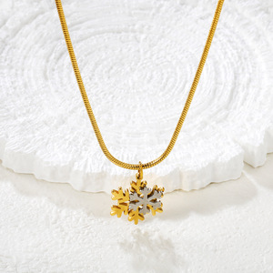 Ensemble de bijoux flocon de neige plaqué or 18 carats en alliage de zinc, collier et boucles d'oreilles, cadeau pour femme, accessoire de mode - Product Image 4