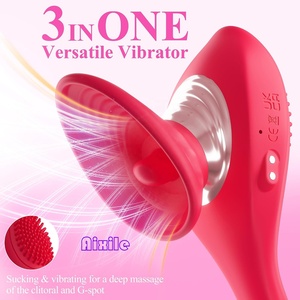 Vibrateurs à succion pour femmes, jouets pour adultes, Godemiché 3 en 1, jouet langue, vibrateur point G, <span class=keywords><strong>suceur</strong></span> pour mamelons et clitoris, 9 modes <span class=keywords><strong>de</strong></span> succion, 9 modes <span class=keywords><strong>de</strong></span> vibration - Product Image 2