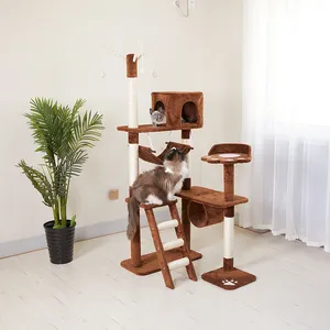 Apartamento de pelúcia interativo resistente sisal torre de gato de pelúcia árvore de gato suprimentos para animais de estimação