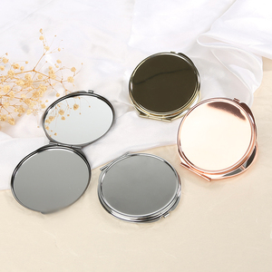 Valentijnsdagcadeau Eenvoudige metalen handgemaakte cosmetische spiegel Lege kleine spiegel Opvouwbare ronde metalen spiegel Reiscosmetisch cadeau - Product Image 5