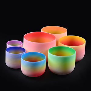 Jinfang 432Hz & 440Hz Instrument de Bain Sonore Ensemble de 7 Bols Chantants en Cristal de Quartz Givré de Couleur Arc-en-ciel pour le Yoga et la Méditation - Product Image 2