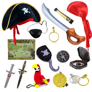 Costume de <span class=keywords><strong>pirate</strong></span> pour enfants d'<span class=keywords><strong>Halloween</strong></span> : Cache-œil, collier ancre, chapeau, boucles d'oreilles, épée de <span class=keywords><strong>pirate</strong></span> – Accessoires pour fêtes et carnavals - Product Image 1