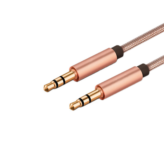 Gold Plated Nylon Braided Male to Male Metal AUX Cable 3.5MM Stereo Audio Cable