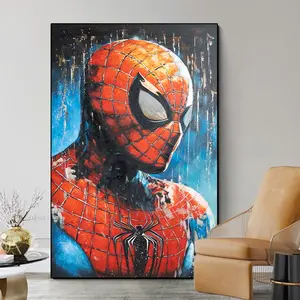 modern home decor hot selling spider man wall art iron Man wall painting handmade art marvel art