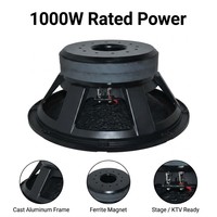 Haut-parleur de basses professionnel de 18 pouces 1000W RMS avec bobine vocale de 100mm, puissant pour les événements scéniques et les clubs DJ