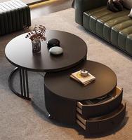 Table basse italienne haut de gamme 2026 pour petit appartement, plateau en pierre noire, salon, maison, nouveau design, table basse haut de gamme