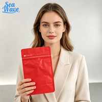 Sachet d'emballage personnalisé Lofo mat rouge pour grains de café et sucre, refermable avec fermeture éclair, fond plat, valve de dégazage unidirectionnelle, pour produits alimentaires