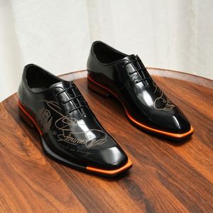 Elegant Derby Square Toe Dress <b>Shoes</b>-Handcrafted Leather Men's Lace-Up Closure <b>Height</b> <b>Increasing</b> Breathable Anti-Slip for Suits - Product Image 3