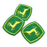 Patch brodé animalier faon doré, broderie informatique, en tissu sergé tissé, forme carrée, pour vêtements et bagages, motifs personnalisés