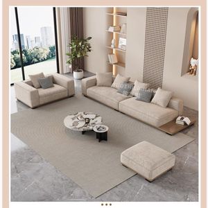 Minimalist Modern Horizon <b>Sofa</b> Cotton Linen Fabric Straight Line Design Living Room Furniture - Product Image 2