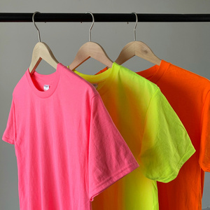 Custom logo Wholesale 50% Cotton 50% Polyester 190 Gsm Unisex Fluorescent <strong>Neon</strong> Yellow pink Color Blank <strong>t</strong> <strong>Shirts</strong> for Printing - Product Image 5