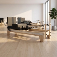 Lit de Pilates Reformer Haut de Gamme pour Studio et Domicile, en Chêne, Réglable