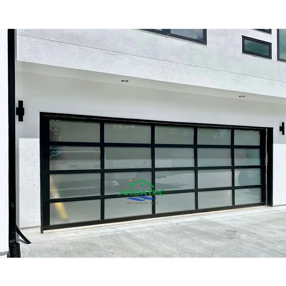 2024 Cheap Aluminium Black Door Sectional Price Aluminum Glass Garage Doors For Dealers