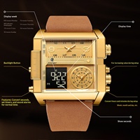 Nouvelle Montre Électronique Double Affichage Tendance Étanche à Quartz pour Homme avec Bracelet en Cuir Résistance à l'Eau 50m Populaire