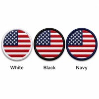 Patch rond drapeau américain 3D en chenille brodé avec bordure Merrow thermocollant pour chapeaux, uniformes, bagages et sacs avec badge personnalisé alphabet
