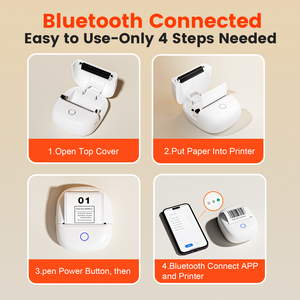 Imprimante d'étiquettes thermiques pour petites entreprises, fabricant d'autocollants avec décalcomanies colorées, portable, Bluetooth, pour codes-barres, logos, autocollants DIY personnalisés - Product Image 5