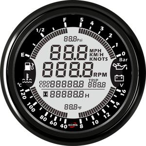 Nuevo Medidor Multifunción ECMS Negro de 85 mm, 8-16 V, 5 Bares, Resistente al Agua IP67, <span class=keywords><strong>Bisel</strong></span> de Acero Inoxidable 316L, <span class=keywords><strong>Instrumentos</strong></span> para Barcos - Product Image 3