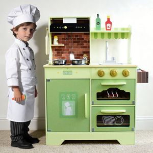 Set di Giocattoli Cucina in Legno Verde per Bambini, Gioco Educativo di Cucina, Giocattolo Interattivo Genitore-Figlio per lo Sviluppo Mentale - Product Image 1