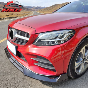 Compatible con Benz W205 Clase C 2019-2021, Estilo BR, Labio de Parachoques Delantero en Negro Brillante - Product Image 4