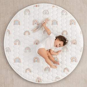 Tapis de jeu pliable et portable pour bébé Tapis de sol rond extra-épais et extra-large conçu pour les gymnases d'activité <span class=keywords><strong>rampant</strong></span> du temps du ventre - Product Image 2
