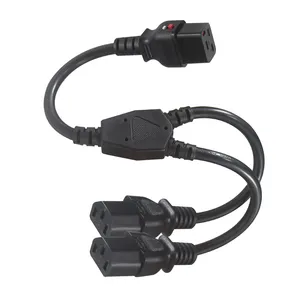 Pdu Panggangan Listrik Dapat Ditarik Ac Besi Datar 3Pin Plug Iec 320 C19 Mengunci Ke Konektor Dual C13 Kabel Kabel Listrik