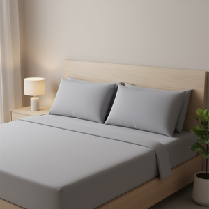 Cabos Individual <b>Neutral</b> Gray Sheets Cotton <b>Bedding</b> Set Home Use All Season Plain Dyed Style - Product Image 2